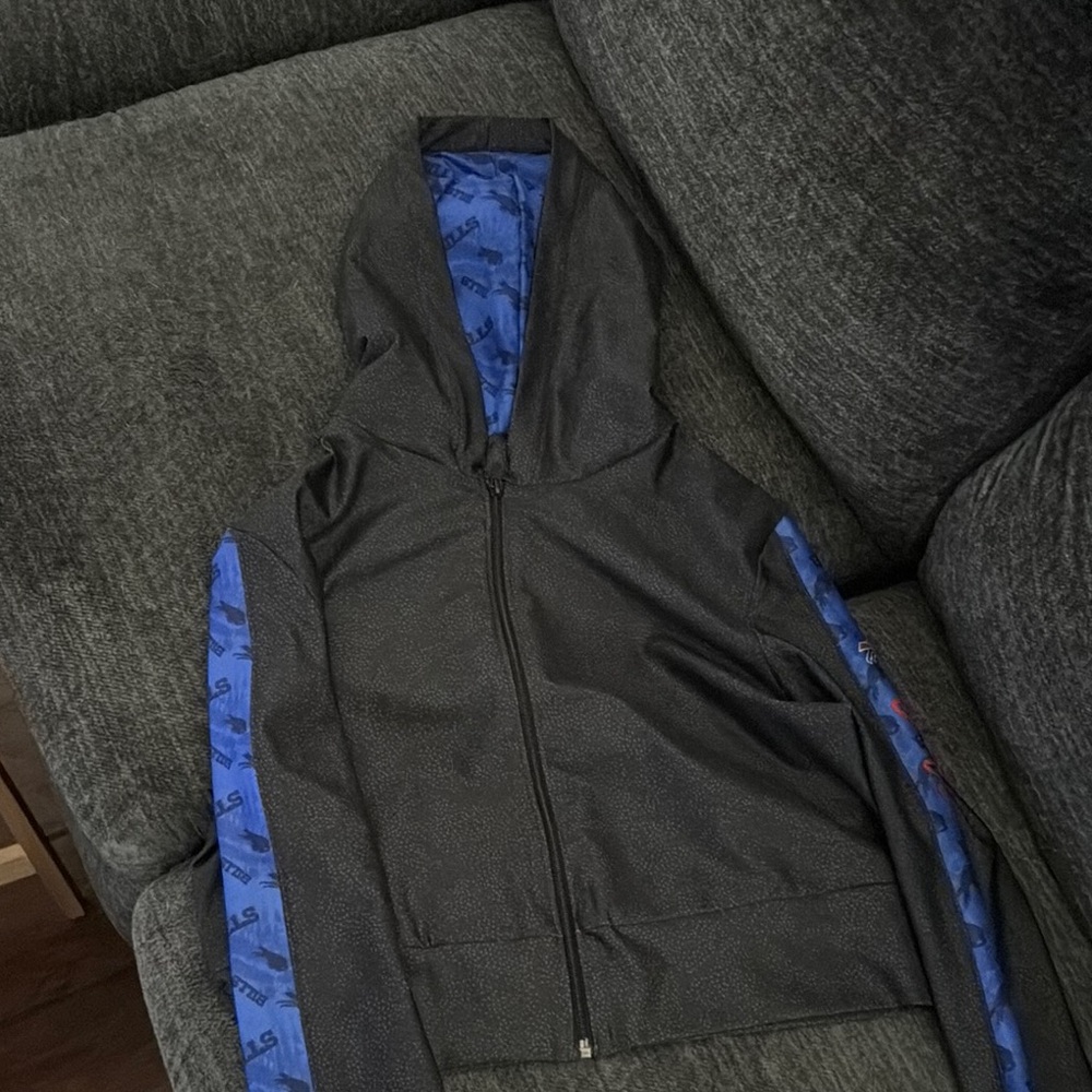 Womens Black and Blue Hooded Jacket